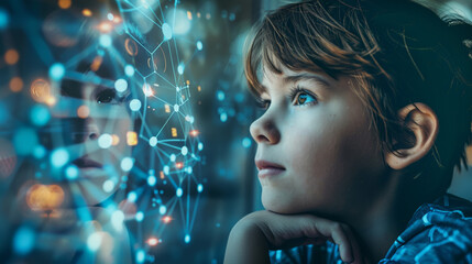 Futuristic Vision: Young Mind Engaged with Digital Neural Network