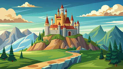 Obraz na płótnie Canvas vector majestic medieval castle on a hilltop