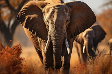 Foto op Aluminium African elephant in harmony with his group., generative IA © JONATAS