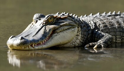 An Alligator With Its Body Coiled Preparing To Lu - obrazy, fototapety, plakaty
