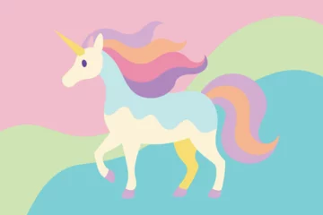 Foto op Canvas rainbow pastel unicorn candy watercolor on paper abstract background © mobarok8888