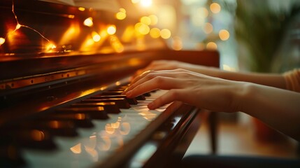 Capturing the intricate dance of fingers on piano keys, a macro shot reveals the essence of music education amidst the backdrop of sheet music.