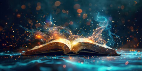 Magic book open background 
