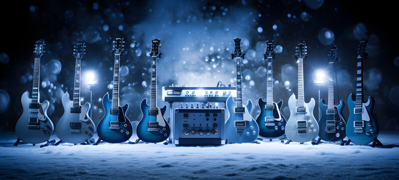 a photo of many gutar pedals close to each other, ai generative