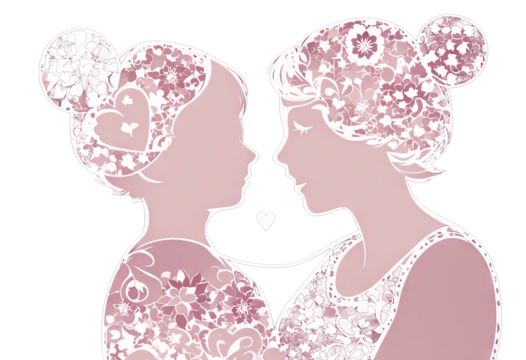 day emblem mother daughter Vector silhouettes Mother's illustration Background Icon Abstract Logo Design Banner Frame Vintage Font Hand Love Child Children Retro Happy