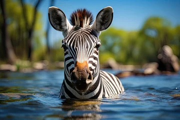  Zebra cooling himself in lake under scorching sun., generative IA © JONATAS