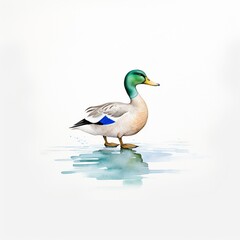Mallard Duck, watercolor, painting, colorful, cute