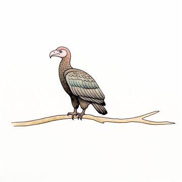 Turkey Vulture, watercolor, painting, colorful, cute