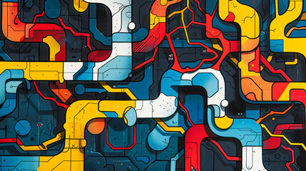 Modern Geometric Poster Design, Abstract Pattern and Shape Composition, Artistic Background