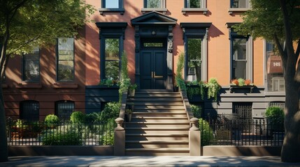Obraz premium A photo of a Clean and Simple Townhouse Exterior
