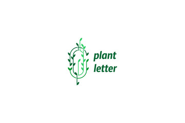 Letter O drawing as plant with leafs, laconic logo design
