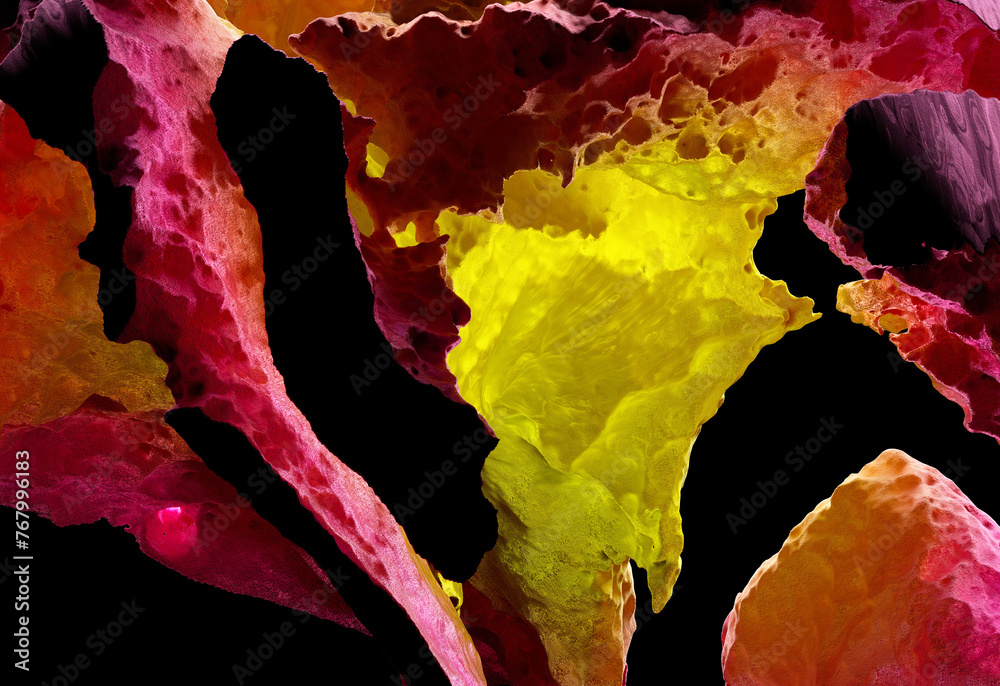 Wall mural 3d render of abstract art 3d background with part landscape mystic mountains with rough rock surface