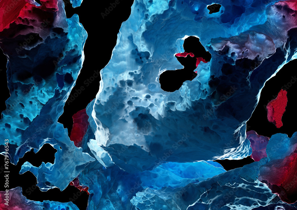 Wall mural 3d render of abstract art 3d background with part landscape mystic mountains with rough rock surface