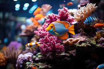 Fototapeta na wymiar Open aquarium, vibrant marine life., generative IA