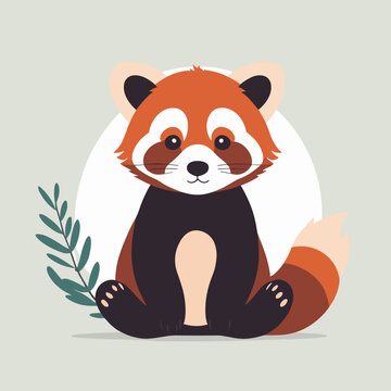 Cute red panda cartoon illustration vector design