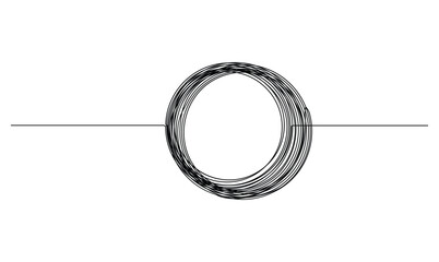 Vector in one continuous line drawing of scribble black circle round frame sketch minimalist on white background illustration
