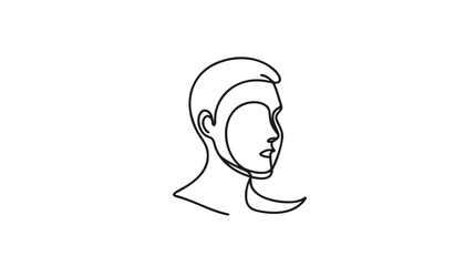 Continuous Line Drawing of Man Profile. Abstract Man Face Minimalistic Beauty Concept, Vector Illustration for T-shirt, Wall Decor, Print, Poster, Graphics. Male Head Abstract Line Drawing.