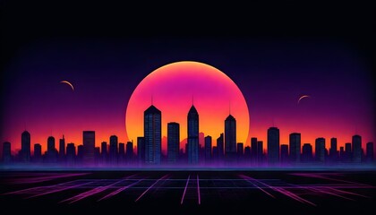 City skyline on sunset