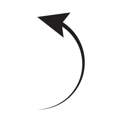 Sharp curved arrow icon. Vector illustration. Black rounded arrow. Direction pointer pointing up