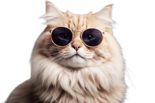 animal long concept hair straight pussycat highland white fluffy gray background cool sunglasses cat portrait fashion photo style studio glasses funny pretty adorable beautiful beauty cute domestic