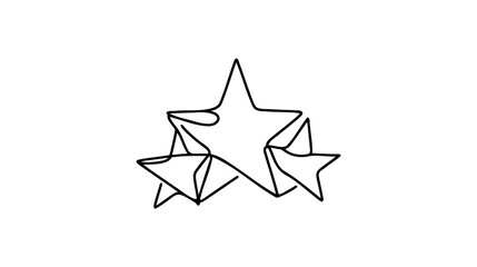 Hand draw doodle of three stars illustration in continuous line arts style vector.
