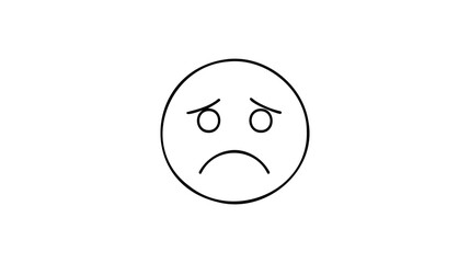 Tired sad Face Emoticon Icon Vector Illustration. Outline Style.