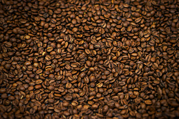 Coffee beans, closeup and organic with natural source for export, trading or flavor with...