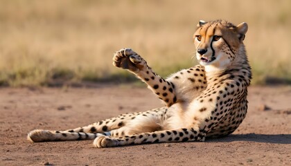 A Cheetah With Its Paw Raised Testing The Ground