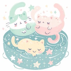 Kawaii pastel cat print, perfect for a cute t-shirt design.