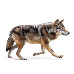 Fototapeta premium Wild wolf running on white background