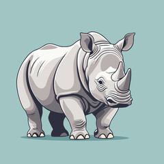 Fototapeta premium Rhinoceros simple style flat cartoon illustration vector design