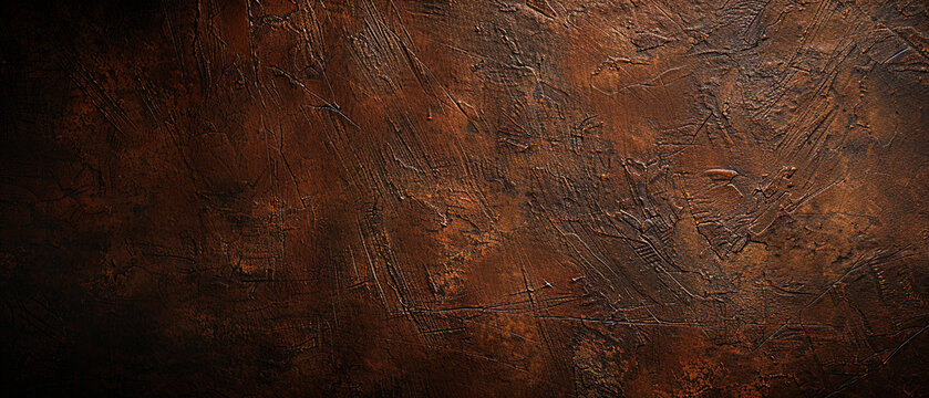 Elevate your project with a rustic touch: Dark brown background resembling aged, weathered walls. Abstract grunge ultrawide gradient. Ideal for diverse designs, banners, wallpapers, templates, desktop
