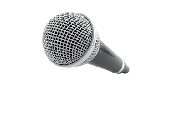 White isolated microphone for recording purposes, studio equipment for sound and voice recording
