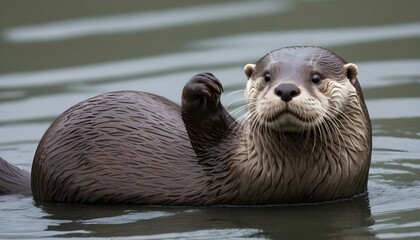 An Otter With Its Body Coiled Ready To Pounce On