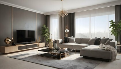 Chic Modern Living Room With Sleek Furniture And