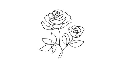 Rose flower icon. Continuous one line drawing.