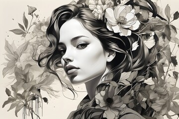 portrait of a woman with flowers