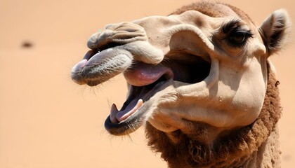A Camels Mouth Open Wide In A Braying Call