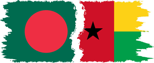 Guinea Bissau and Bangladesh grunge flags connection vector