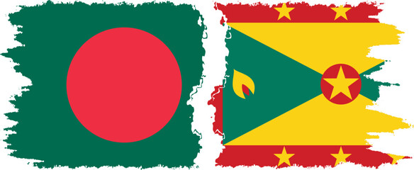 Grenada and Bangladesh grunge flags connection vector