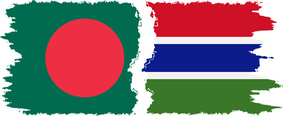 Gambia and Bangladesh grunge flags connection vector