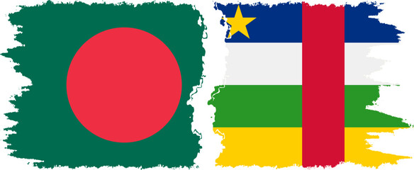Central African Republic and Bangladesh grunge flags connection vecto