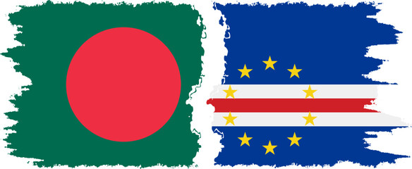 Cape Verde and Bangladesh grunge flags connection vector