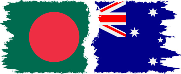 Australia and Bangladesh grunge flags connection vector