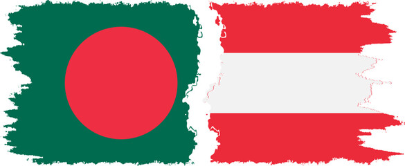 Austria and Bangladesh grunge flags connection vector