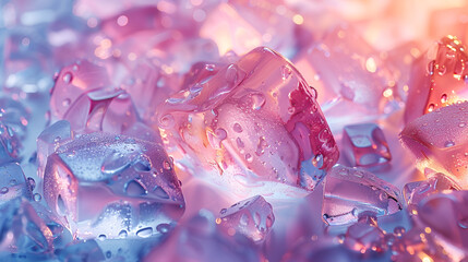 Chaotic ice cube Background pastel pink