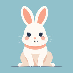 Obraz premium Rabbit simple style flat cartoon illustration vector design