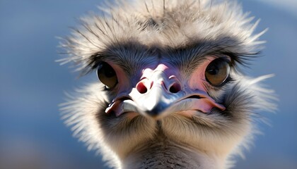 An Ostrich With Its Feathers Fluffed Up Against Th