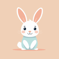 Fototapeta premium Rabbit simple style flat cartoon illustration vector design