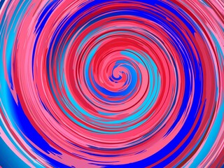 Vortex with red, pink and blue colors - abstract graphic with effect of depth of space, mixing colors, motion, rotation, infinity. Topics: texture, pattern, abstraction, wallpaper, computer art